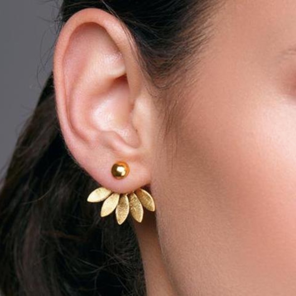 'Floret' Ear Jacket Minimalist Gold Stud Earrings